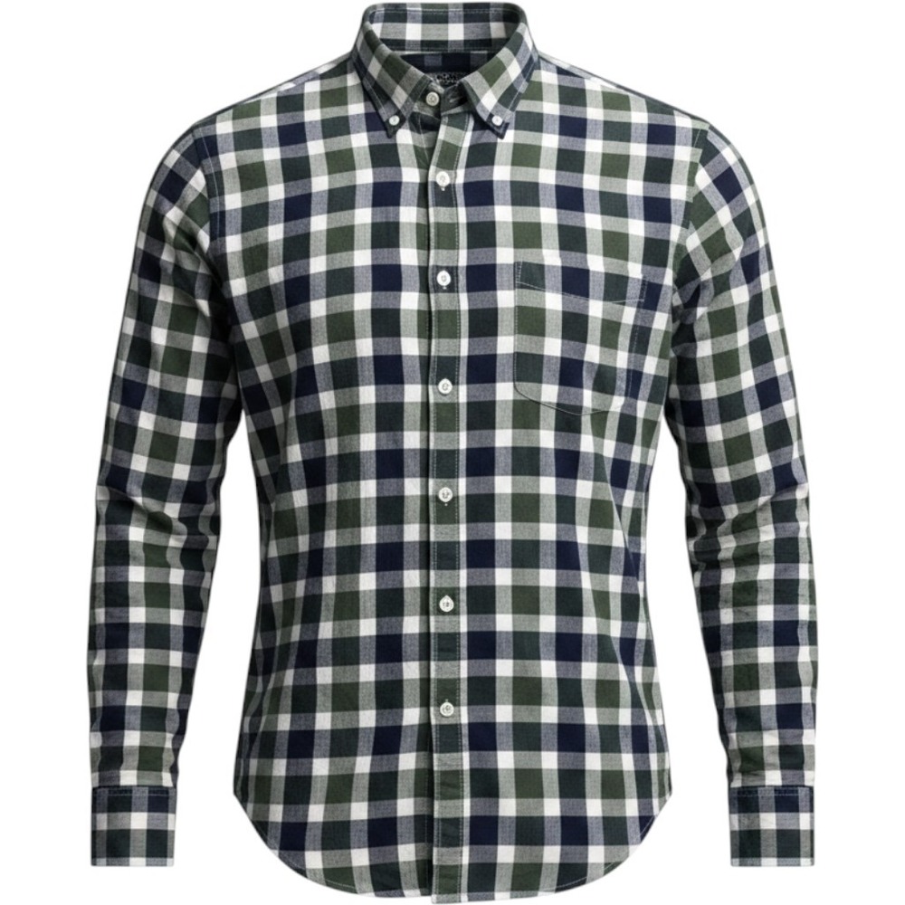 J.Crew Button Down Mens M Green Gingham Secret Wash Stretch Shirt AE033